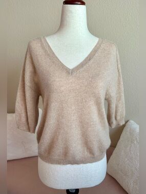 House of Harlow 1960 Sweater 100% Cashmere Women's S Camel Soft Girl Preppy Lux